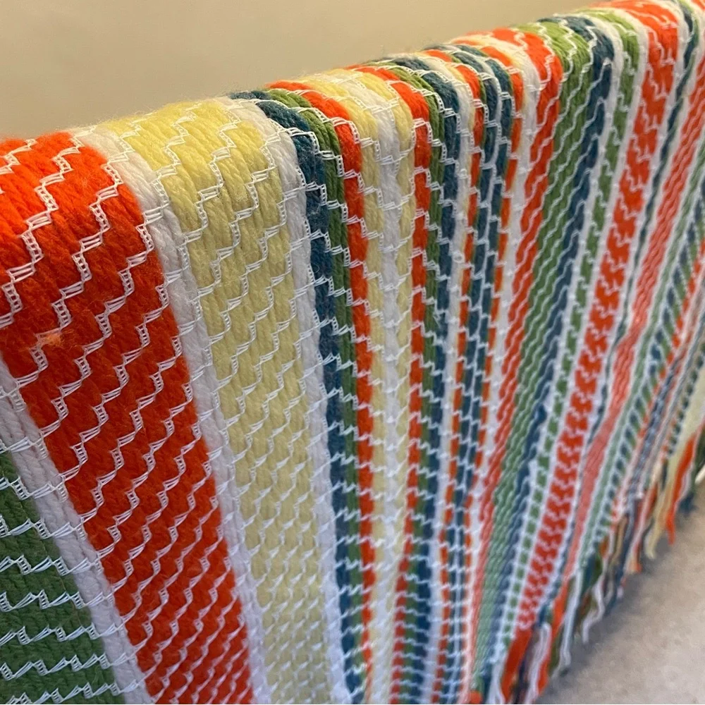 Multicolor Throw Blanket with Fringe